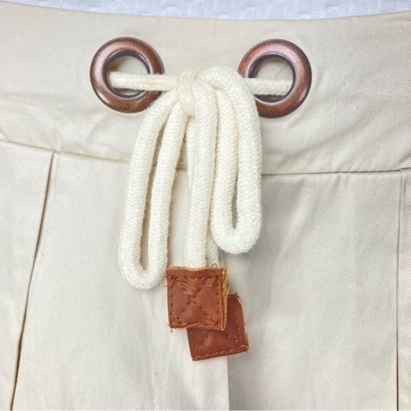 Zara Skater Skirt Womens X-Small Beige Khaki Elastic Waistband Drawstring Mini - Picture 3 of 10